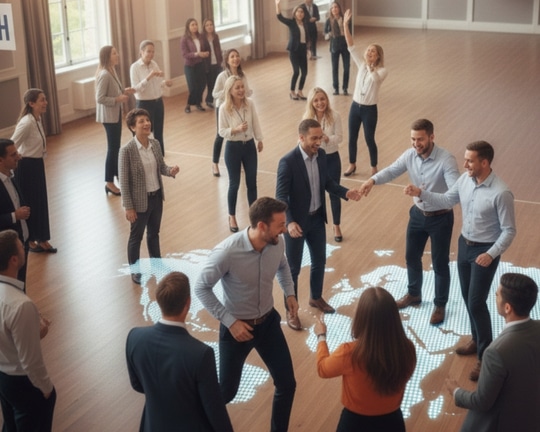 The Energy in the Room Explodes as Team Members Race Around the Meeting Room