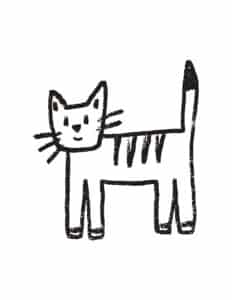 Cat Back to Back Drawing Sample Image